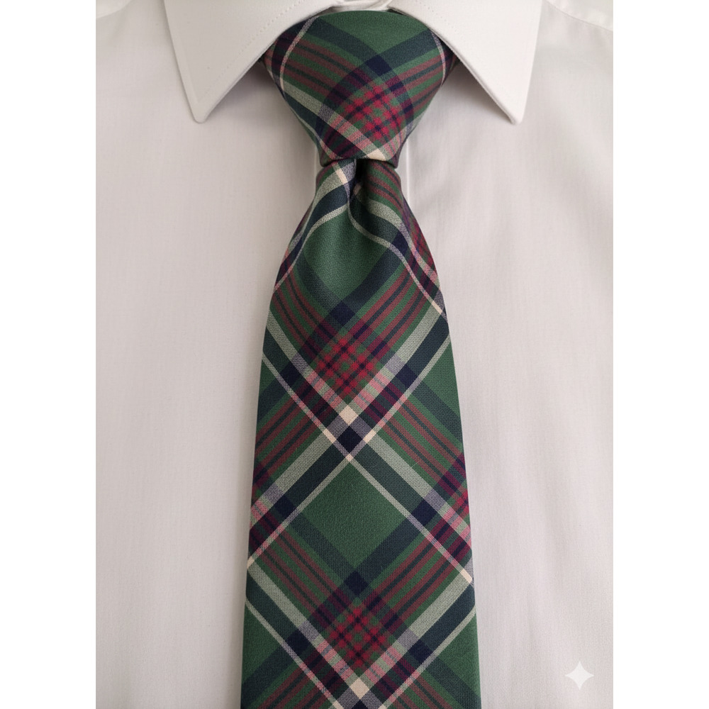 Polo Ralph Lauren green plaid handmade cotton tie - 57"